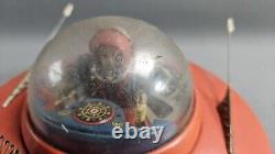 Vintage Yoshiya Flying Saucer With Space Pilot Tin Litho Toy Tested Working