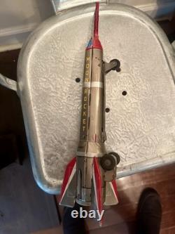 Vintage mid-20th century Masuya Moon Rocket tin toy. Rare Space Toy