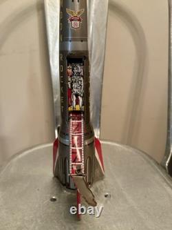 Vintage mid-20th century Masuya Moon Rocket tin toy. Rare Space Toy