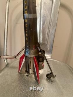 Vintage mid-20th century Masuya Moon Rocket tin toy. Rare Space Toy