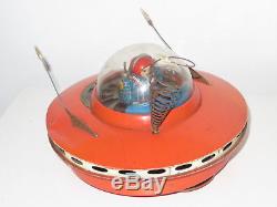 Vintage tinplate japan spaceship ufo space tin toy marubashi flying saucer rare