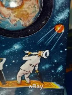Vintage very rare Space Pre-moon Cosmic Tin Space Toy SPUTNIK Tinplate 1958