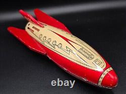 Vintage very rare tin toy space rocket Made in France F. I. 54 1940 50's