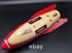 Vintage very rare tin toy space rocket Made in France F. I. 54 1940 50's