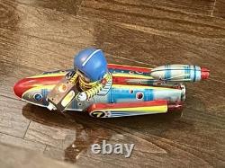 Vintage working Tin Litho/box ME777 Televiboat Space Toy. Made In China 1970s
