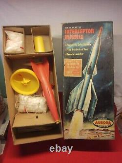 Vtg 1950s Aurora Interceptor Missile Toy with Box Atomic Space Rocket Complete