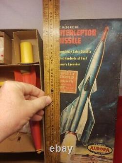 Vtg 1950s Aurora Interceptor Missile Toy with Box Atomic Space Rocket Complete