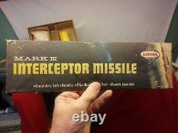 Vtg 1950s Aurora Interceptor Missile Toy with Box Atomic Space Rocket Complete