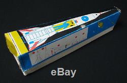 Vtg 1960's Lemez Cordatic Tin Friction Toy Space Rocket Holdraketa Hungary Box