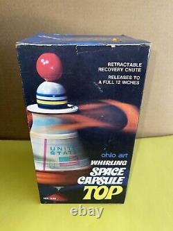 Vtg 1960's Ohio Art Co. Whirling Space Capsule Scarce Toy Tin Litho Mint With Box