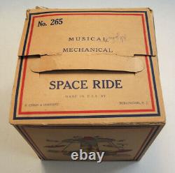 Vtg 1st Model Tin Litho SPACE RIDE Wind-Up Toy J. Chein withOriginal Box Rocket