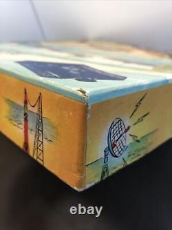 Vtg 40s Elkay Tin Signal Telegraph Set WWII Missiles Rockets Graphics 50s Space
