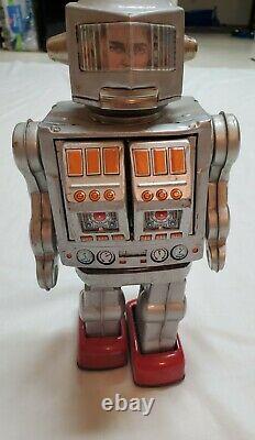 Vtg Battery Operated Tin Plated Metal House Japan Super Space Giant Robot