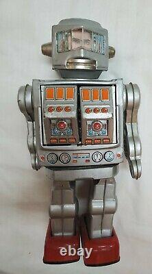 Vtg Battery Operated Tin Plated Metal House Japan Super Space Giant Robot