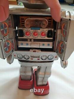 Vtg Battery Operated Tin Plated Metal House Japan Super Space Giant Robot