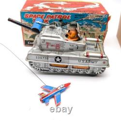 Vtg Cragstan 30213 Space Patrol Tank Battery Op Tin Toy Working in Original Box
