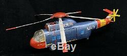 Vtg Japan Tin Litho NASA Gemini Space Capsule Toy Sikorsky Sea King Helicopter