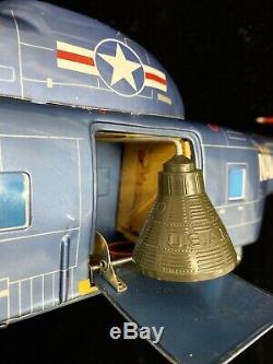 Vtg Japan Tin Litho NASA Gemini Space Capsule Toy Sikorsky Sea King Helicopter