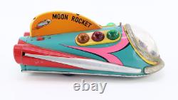 Vtg Masudaya Modern Toys Moon Rocket Tin Toy Japan Space Ship Lights Up