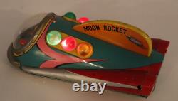 Vtg Masudaya Modern Toys Moon Rocket Tin Toy Japan Space Ship Lights Up