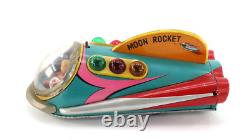 Vtg Masudaya Modern Toys Moon Rocket Tin Toy Japan Space Ship Lights Up
