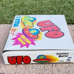 Vtg Set Of 12 Ocean Toy Plastic Friction Motor UFO Space Toy 1980s With OG Box