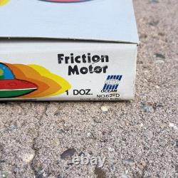 Vtg Set Of 12 Ocean Toy Plastic Friction Motor UFO Space Toy 1980s With OG Box