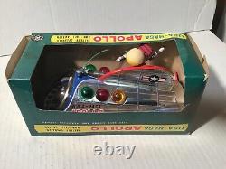 Vtg Tin Battery Op USA NASA Apollo Spaceship Modern Toys 3783 Masudaya Japan+Box