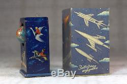 Wind Up Vintage Tin Space Toy Sputnik Tinplate Clockwork Mint Box 1959 (video)