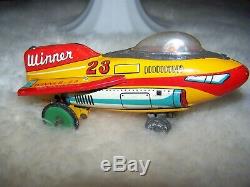 Winner 23 Battery Operated Rocket Plane Japan Vintage Tin Space Toy