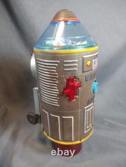 Working Masudaya Tin Toy USA NASA Apollo Rocket Vintage Modern Toys Co Japan