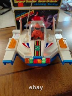 Working Vintage Kuang Mei Toys Space Police Flying Saucer Plastic Space Toy