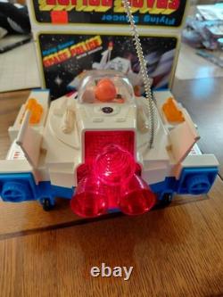 Working Vintage Kuang Mei Toys Space Police Flying Saucer Plastic Space Toy