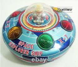 X-7 SPACE EXPLORER SHIP 1960s MASUDAYA Modern Toys Vintage Working Tin Toy Japan