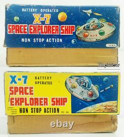 X-7 SPACE EXPLORER SHIP 1960s MASUDAYA Modern Toys Vintage Working Tin Toy Japan